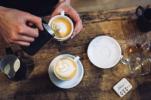 Cappuccino mit Latte Art von oben
